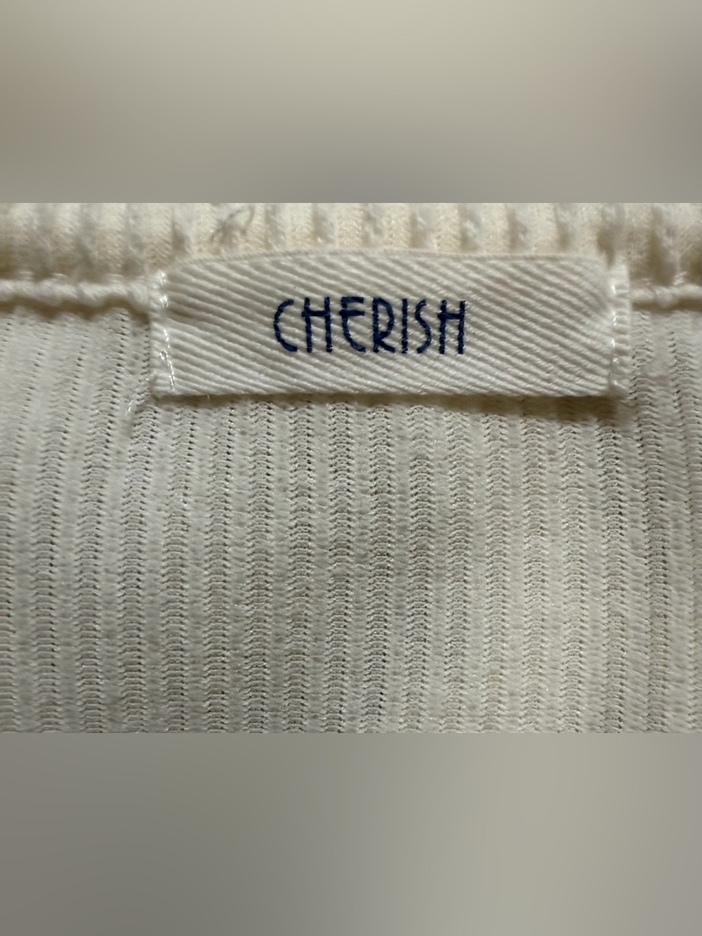 Cherish Cream Ribbed Ruffle Sleeve Tee - Picture 3 of 3